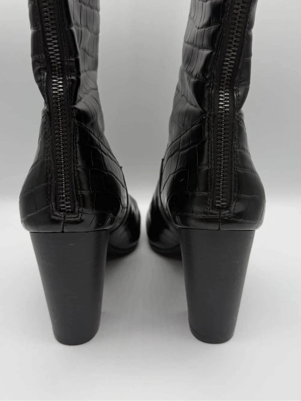 Anne Klein Black Croc-Embossed Over-the-Knee Boots